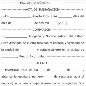 Acta Notarial de Subsanación