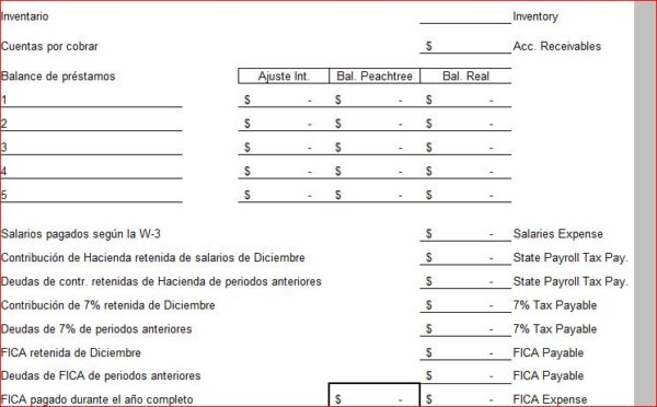 Hoja de Ajustes para cierre de Contabilidad (Year-end)