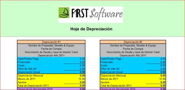 Hoja de Depreciación (Depreciation Spreadsheet)