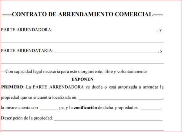 Contrato de Arrendamiento Local Comercial en Español