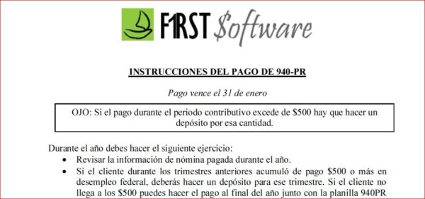 Instrucciones-Pago de Desempleo Federal por EFTPS (940)