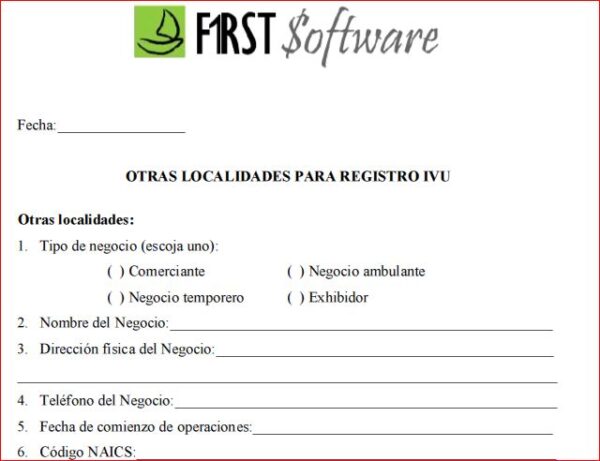 Cuestionario de información para Otras Localidades de IVU