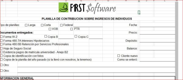 Cuestionario de información para Planilla de Individuos