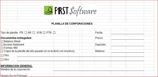 Cuestionario de información para Planillas de Corporaciones