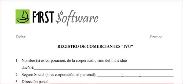 Cuestionario de información para Registro de Comerciante de IVU