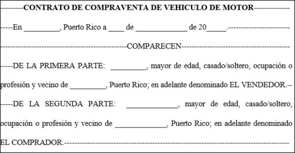 Contrato de Compraventa de Vehículo de Motor