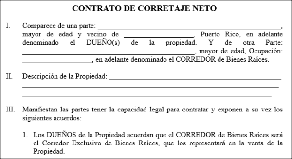 Contrato Corretaje Neto