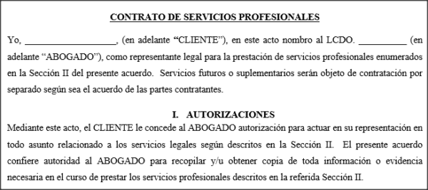 Contrato de Servicios Profesionales - Divorcio Consentimiento Mutuo