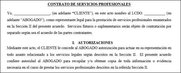 Contrato de Servicios Profesionales - Divorcio Separación