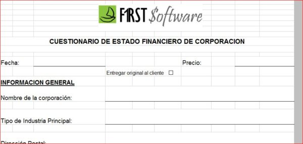 Cuestionario de información para Estado Financiero Corporativo