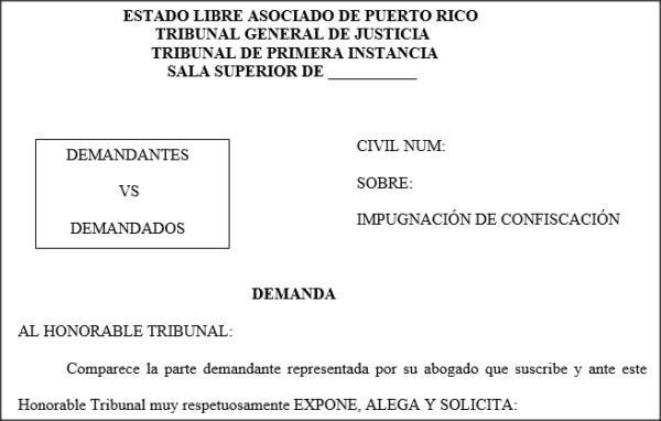 Demanda Impugnación Confiscación