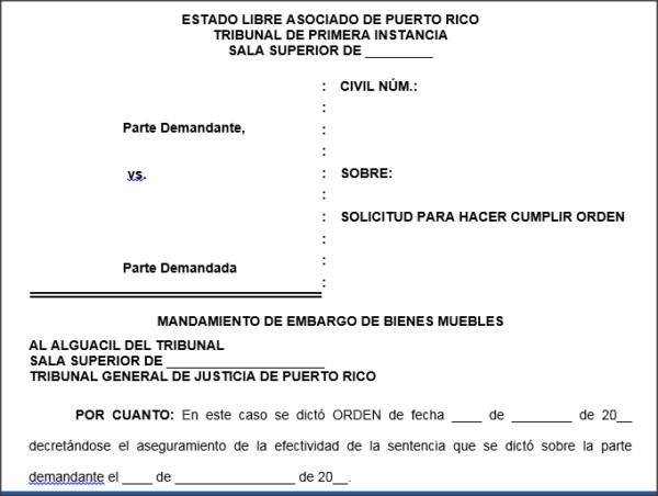 Mandamiento sobre ejecución de sentencia