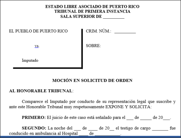 Moción en solicitud de orden