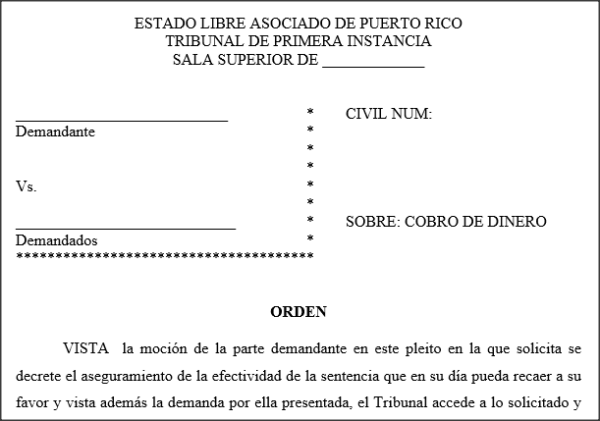 Orden - Aseguramiento de efectividad de sentencia