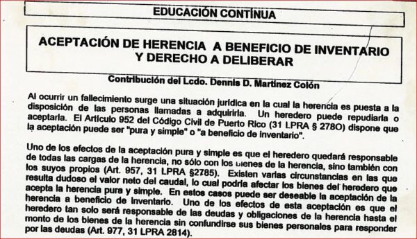 Procedimiento Herencia a Beneficio de Inventario