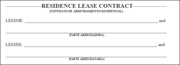 Contrato de Arrendamiento Residencial Español/Inglés