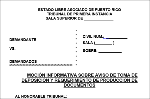 Moción Informativa Deposición