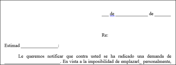 Carta al Demandado Emplazamiento Edicto