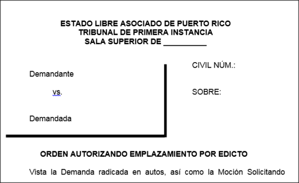 Emplazamiento - Por Edicto - Orden