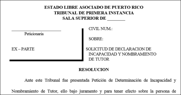 Tutor - Resolución Declaración Incapacidad y Nombramiento