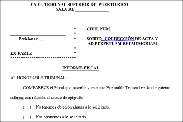 Cambio de Nombre - Informe Fiscal - Corrección Acta de Nacimiento