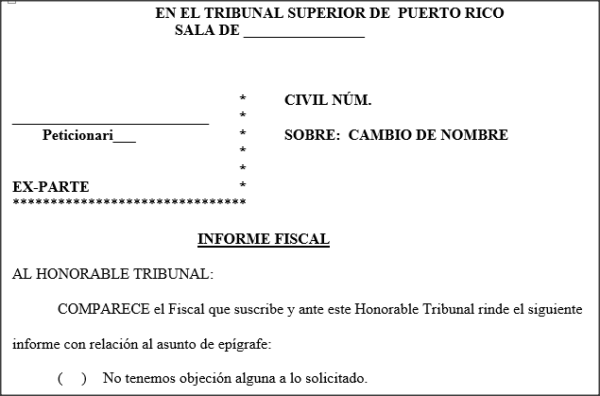 Cambio de Nombre - Informe Fiscal