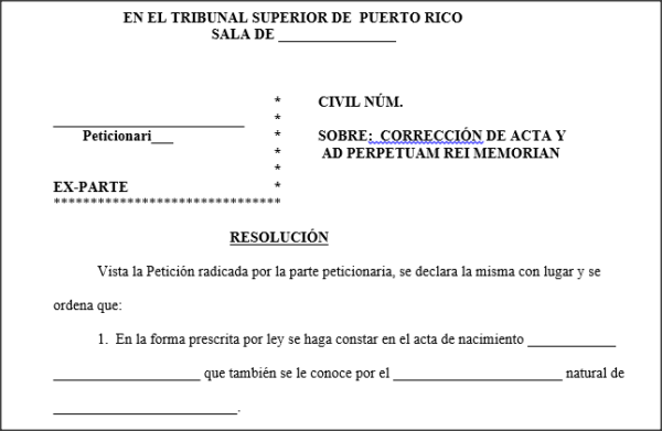 Cambio de Nombre - Resolución - Corrección Acta de Nacimiento