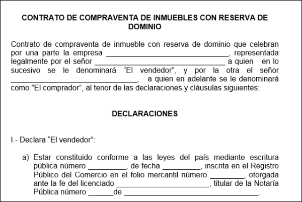 Contrato de compraventa con reserva de dominio