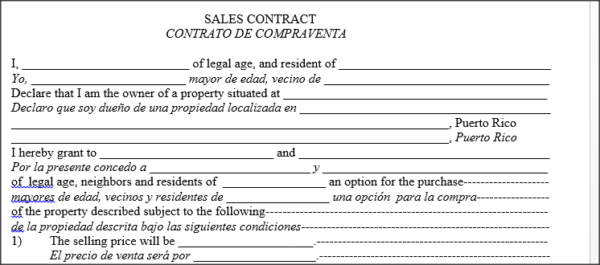 Contrato de opción de compraventa - Inglés y Español