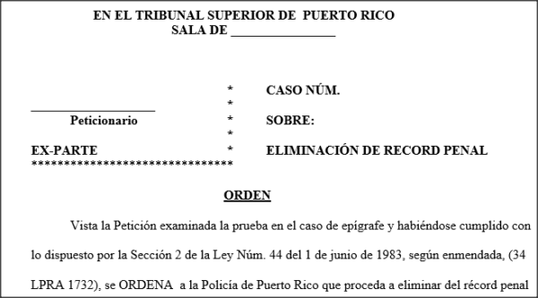 Eliminación Record Penal - Orden