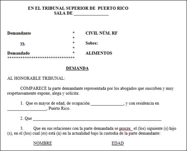 Pensión Alimentaria - Demanda - Alimentos