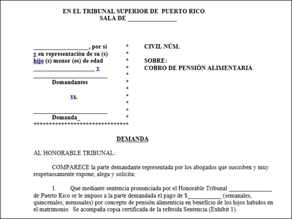 Pensión Alimentaria - Demanda - Cobro de Pensión Alimentaria