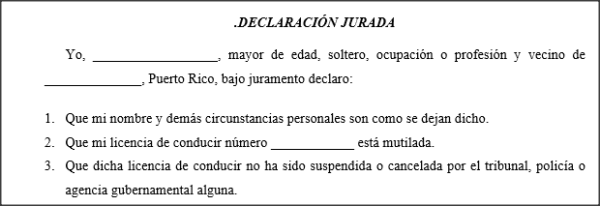 Licencia de conducir mutilada