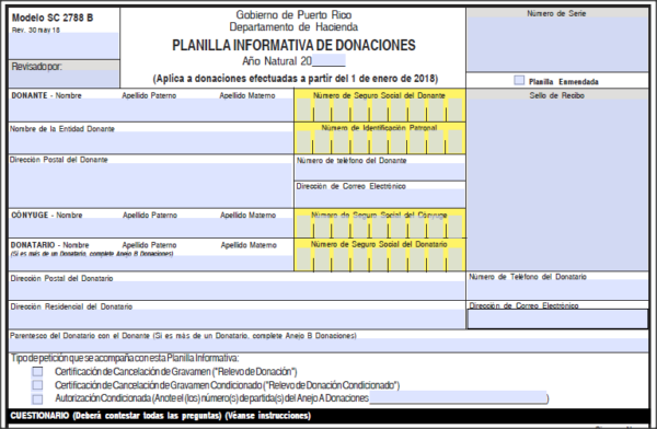 planilla donaciones 2018