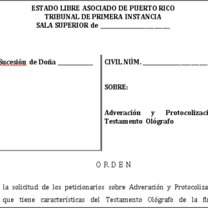 Acta de Protocolización de Testamento Ológrafo